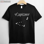 Capricorn Zodiac Horoscope Tee and T-Shirt, December January Birthday Astrology T-Shirt for Men and Women
