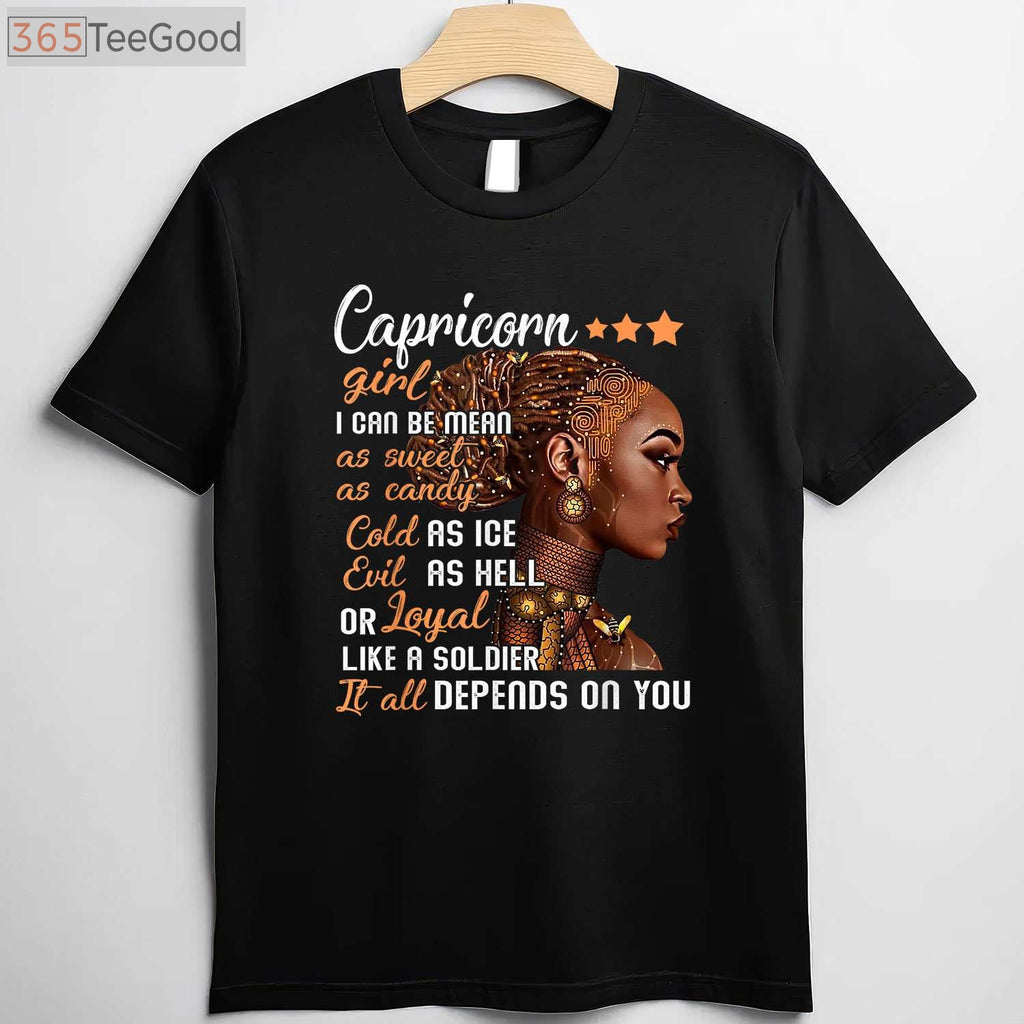Capricorn Girl Birthday Tee and T-Shirt, December or January Zodiac Gift T-Shirt for Women Adults