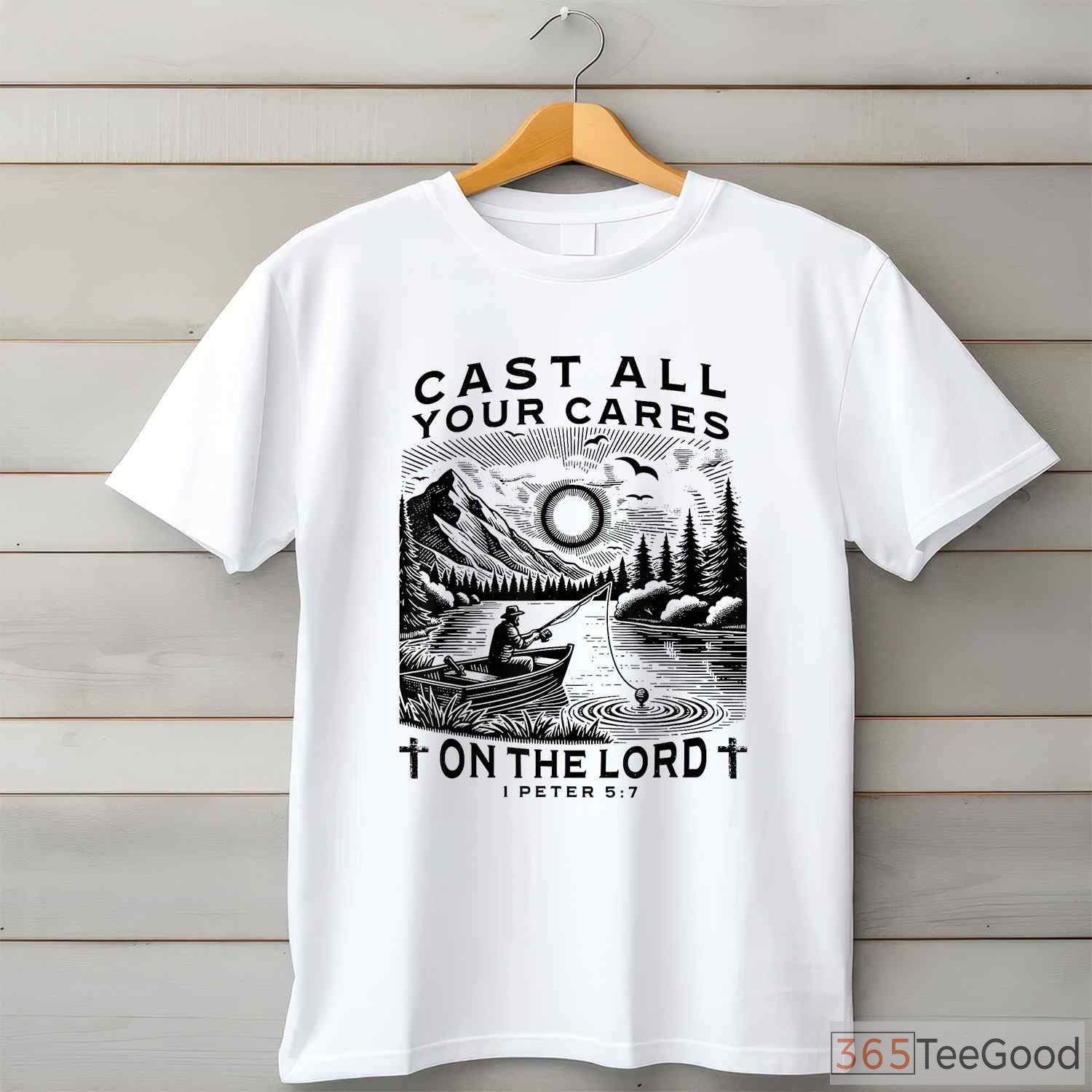 Cast Your Cares on the Lord Christian Fishing Shirt - Religious Angler Gift for Men