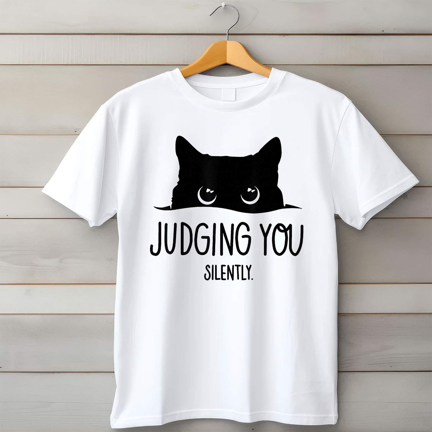 Cat Judging You Silently Funny Sarcastic Cat Lover Tee Humor T-Shirt for Men Women Unisex Adults