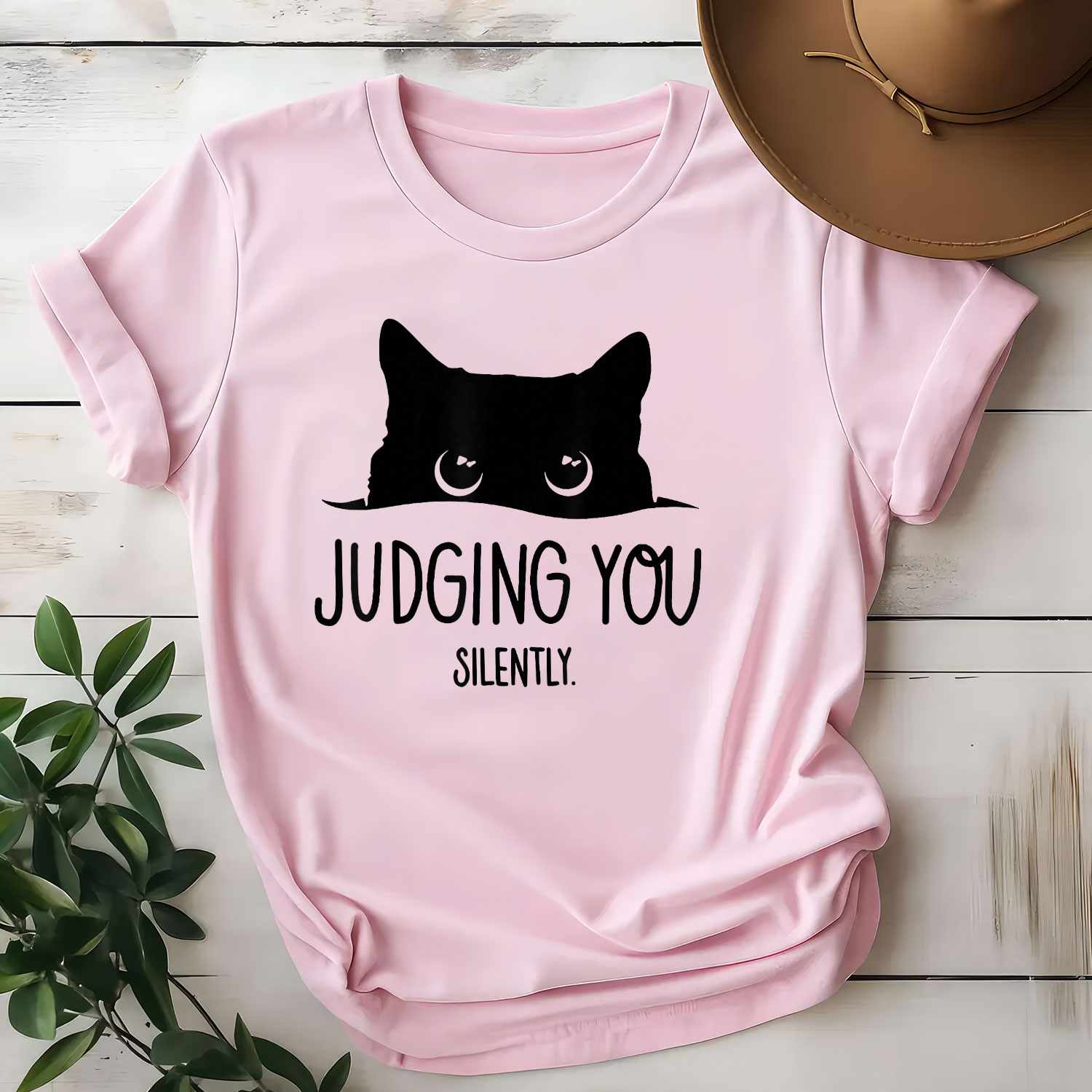 Cat Judging You Silently Funny Sarcastic Cat Lover Tee Humor T-Shirt for Men Women Unisex Adults
