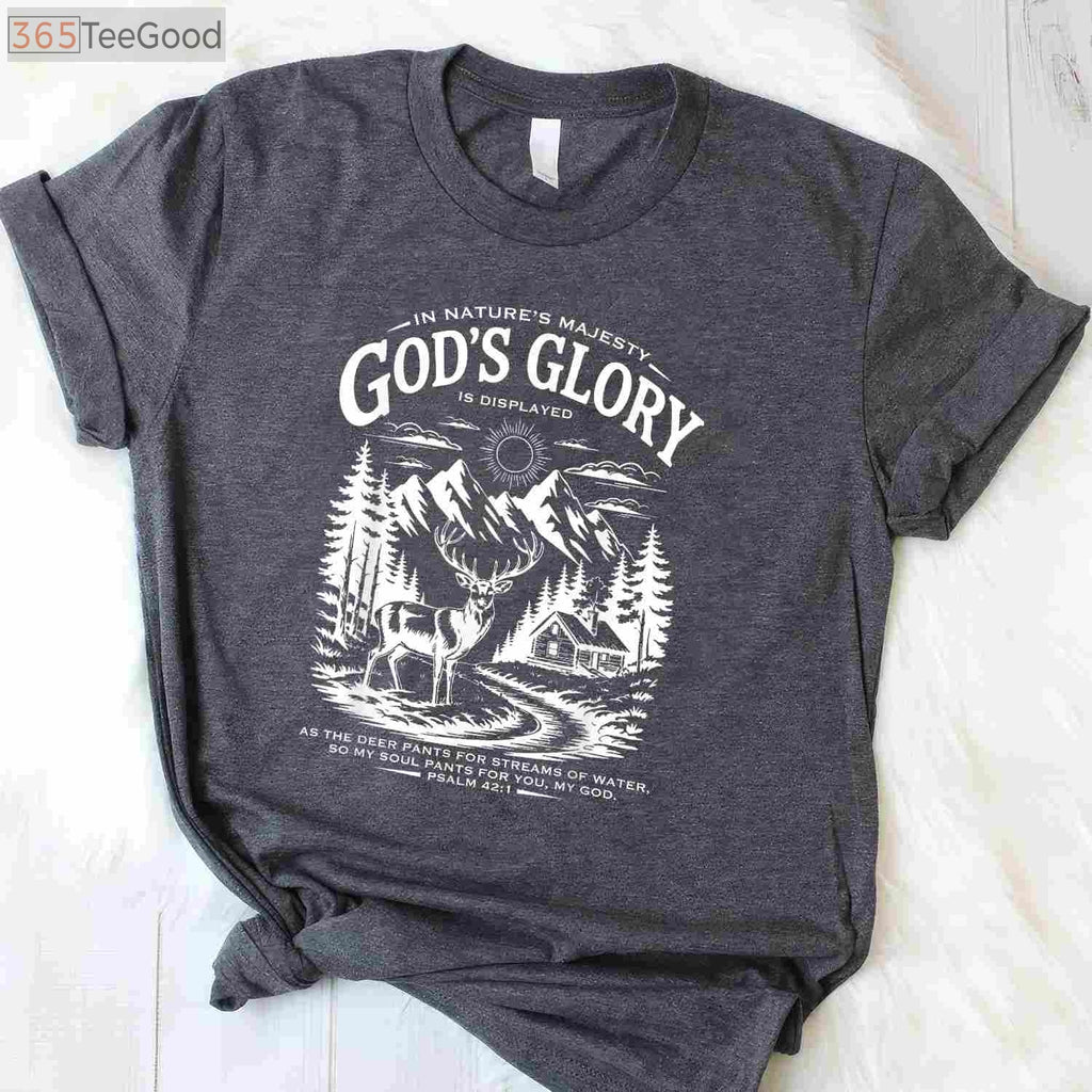 Christian Deer Hunting Bible Verse Shirt, Religious Nature Wildlife Faith Tee