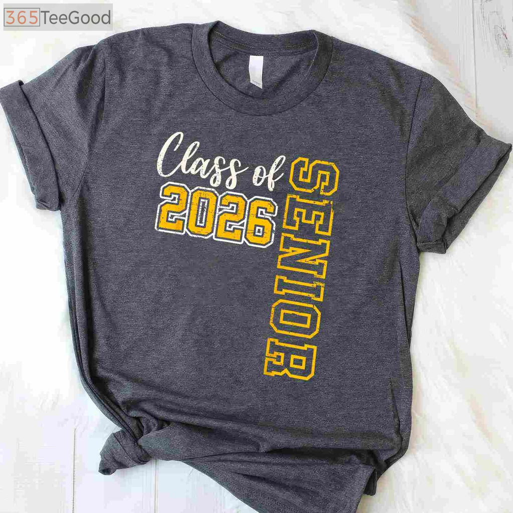 Class of 2026 Senior T-Shirt - Black and Gold High School Graduation Gift