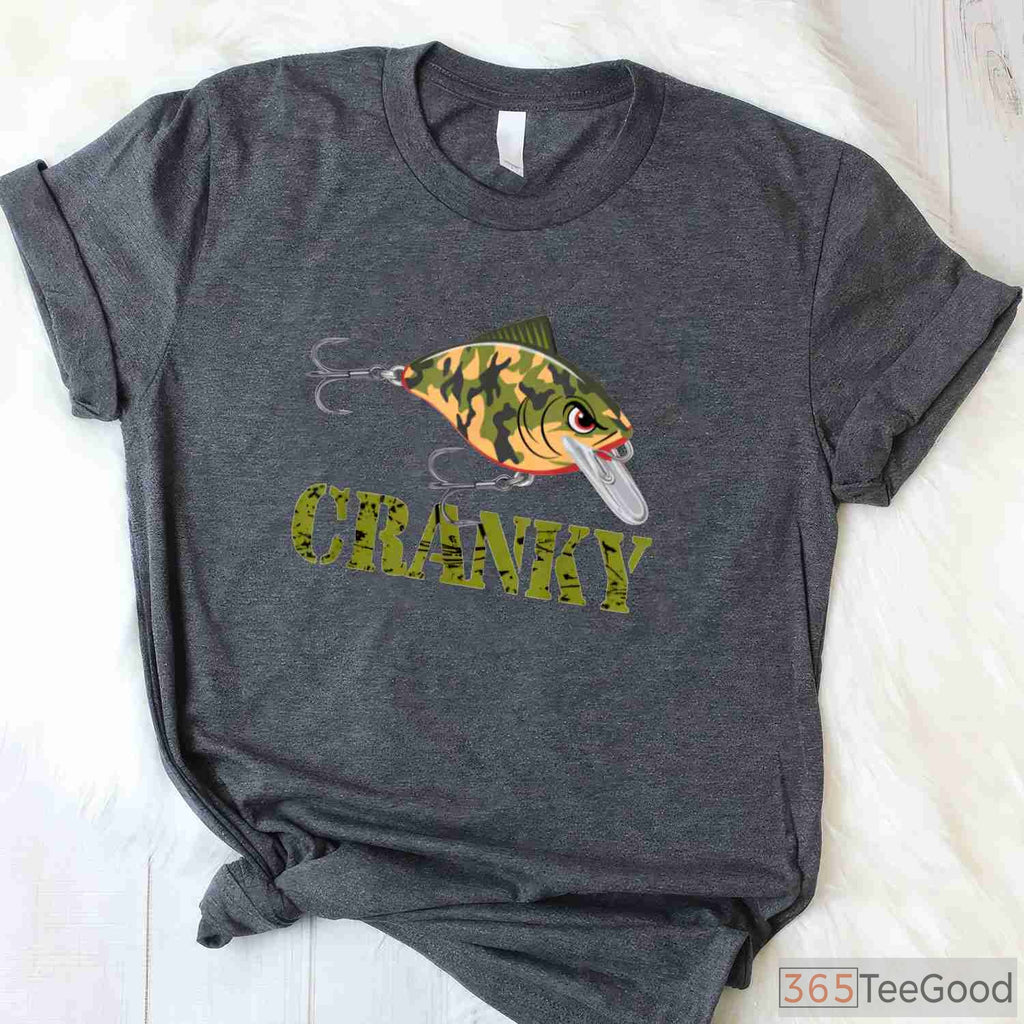 Cranky Camo Crankbait Fishing Shirt, Funny Father’s Day Lure Lover Tee