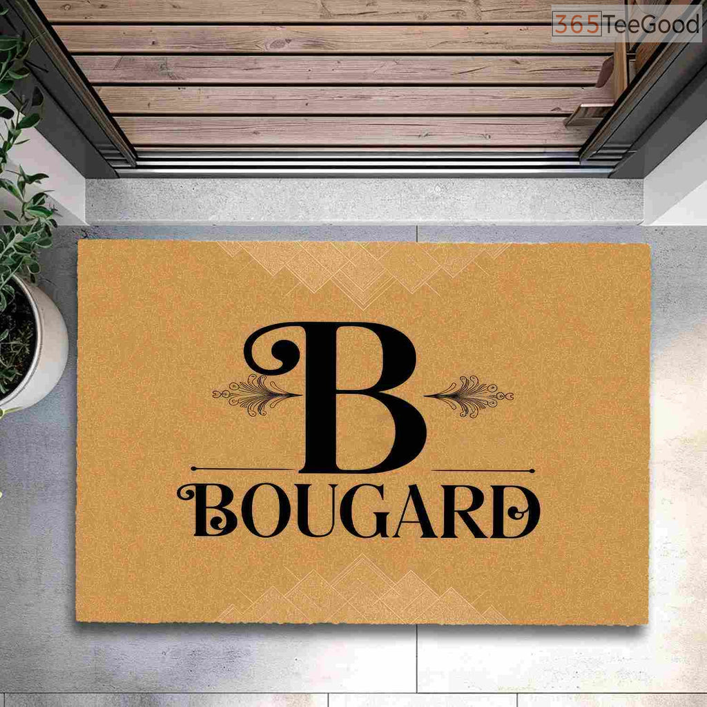Custom Text Doormat Personalized Initial B Monogram - Elegant Entryway Rug for New Homeowners