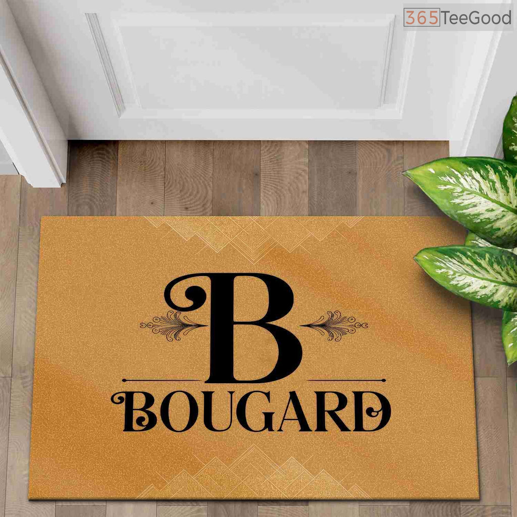 Custom Text Doormat Personalized Initial B Monogram - Elegant Entryway Rug for New Homeowners