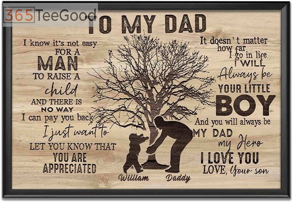 Custom To My Dad Canvas Poster – Father and Son Wall Art Personalized Gift from Son