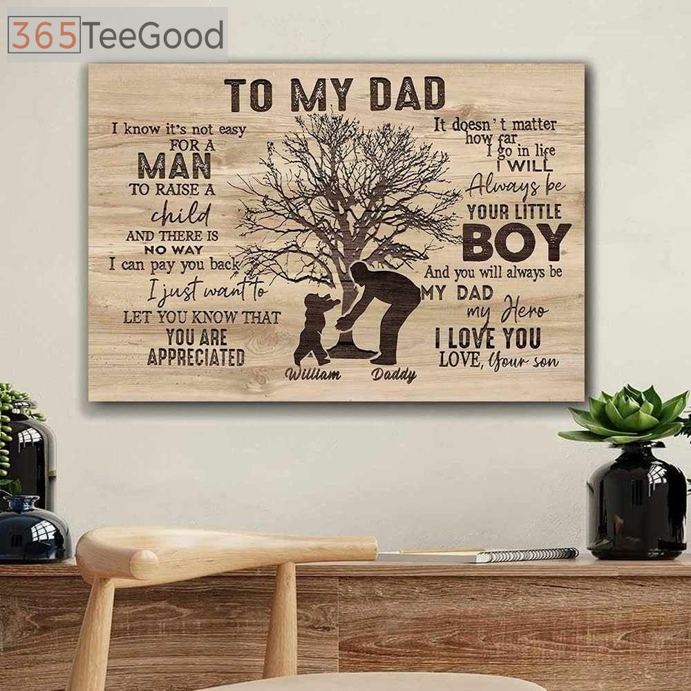 Custom To My Dad Canvas Poster – Father and Son Wall Art Personalized Gift from Son