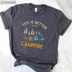 Das Leben ist Besser am Lagerfeuer T-Shirt - German Camping Campfire Gift