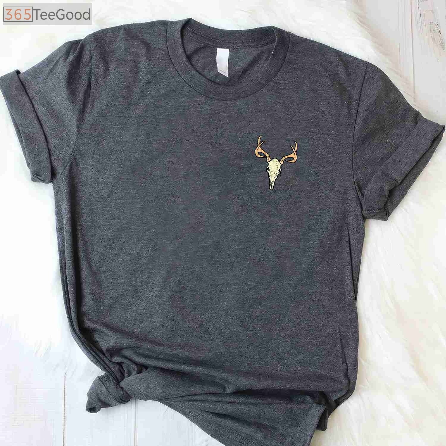 Deer Skull Pocket Style Hunting Graphic Tee, Elk Buck Hunter Apparel for All