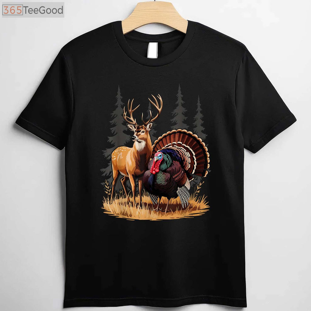 Deer and Turkey Hunting Hobby Shirt, Multi-Season Wildlife Hunter Graphic Tee