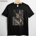 Distressed American Flag Fishing and Hunting Shirt, Dual Hobby Outdoor Gift