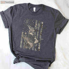 Distressed American Flag Fishing and Hunting Shirt, Dual Hobby Outdoor Gift