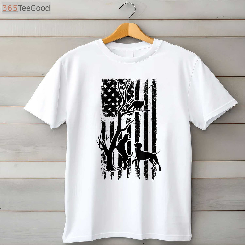 Dog Lover Hunting T-Shirt, Patriotic Coonhunter USA Flag Hunting Dog Coon Hound Shirt