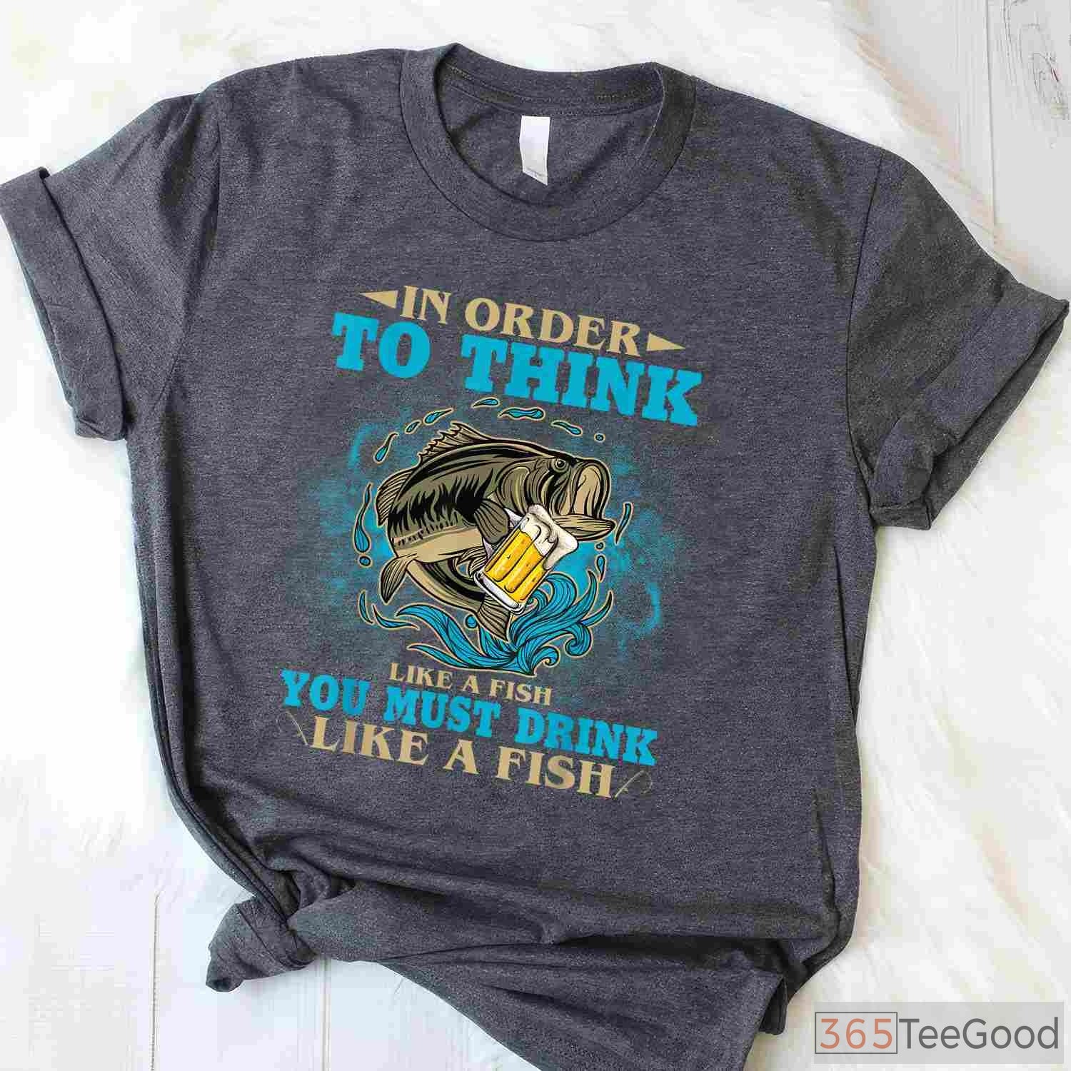 Drink Like a Fish Funny Fishing Shirt, Sarcastic Alcohol & Angling Hobbyist Tee