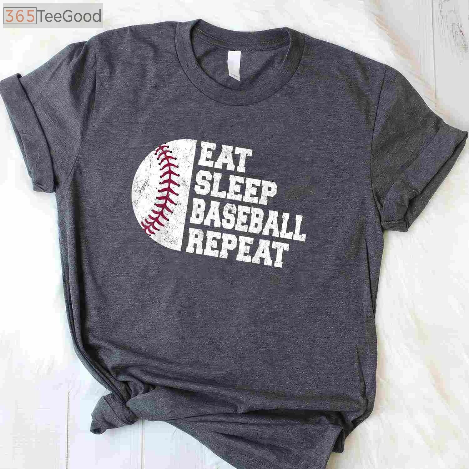 Eat Sleep Baseball Repeat T-Shirt - Funny Baseball Player Gift Apparel