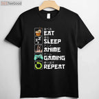 Eat Sleep Anime Gaming Repeat T-Shirt - Kawaii Otaku Manga Apparel