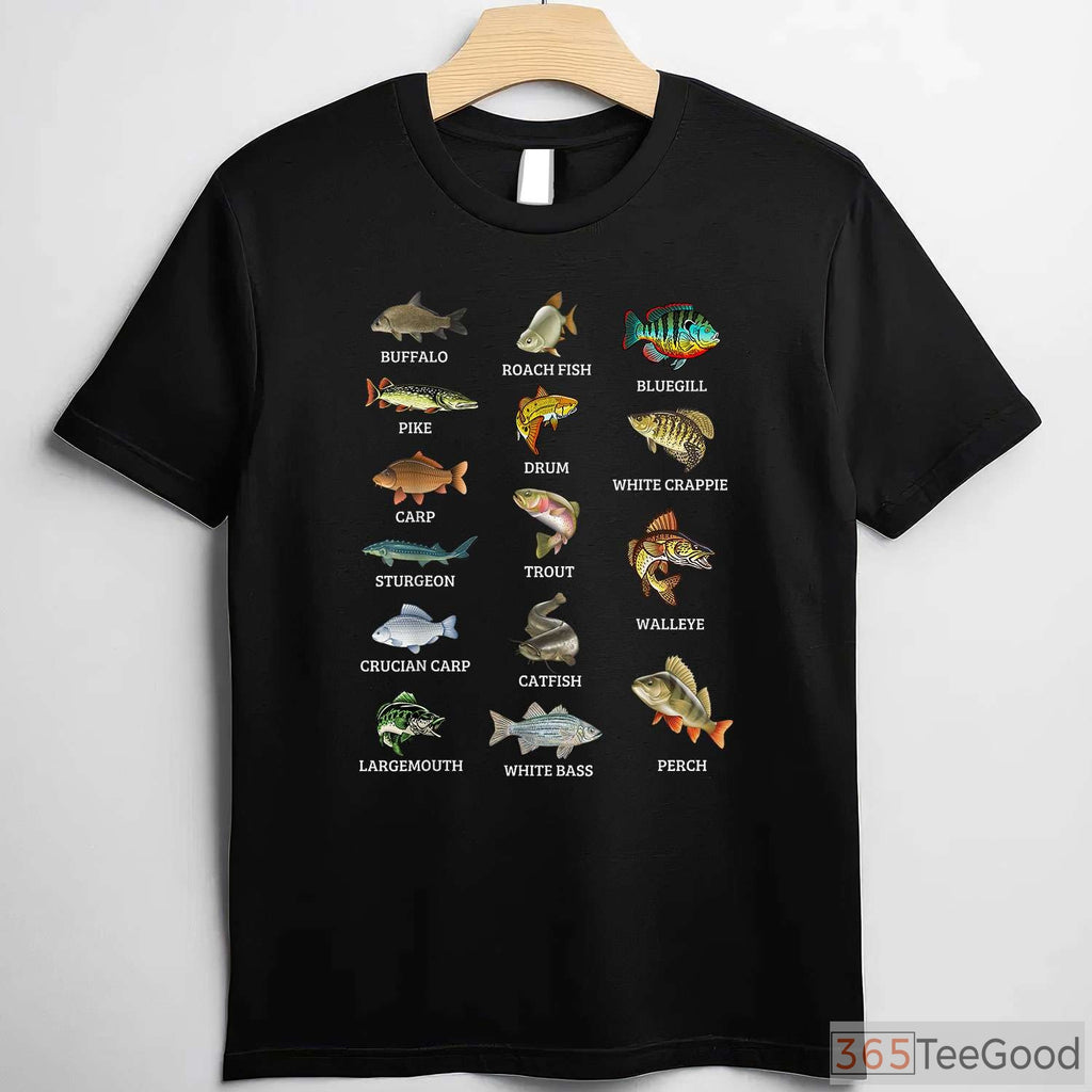 Educational Freshwater Fish Species Chart Fishing Shirt - Scientific Angler Guide Tee