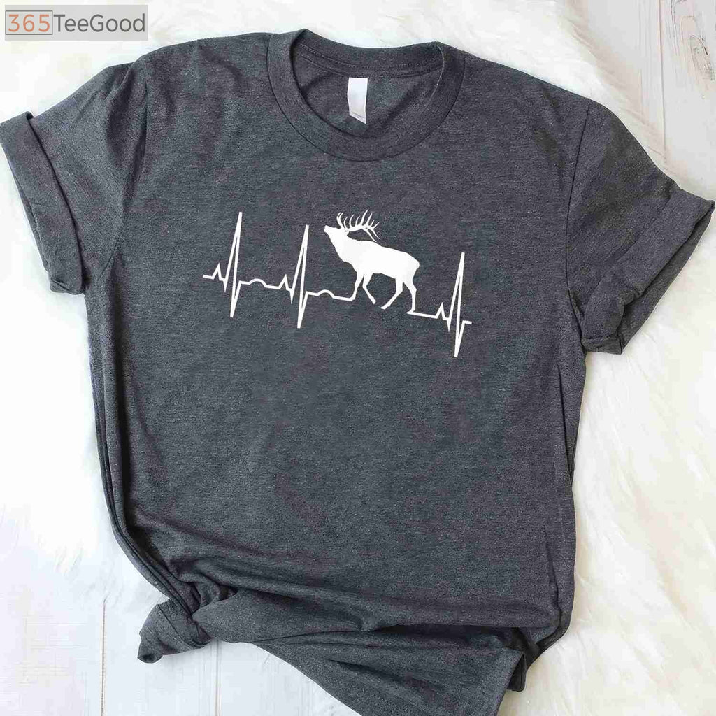 Elk Heartbeat Hunting T-Shirt, Elk Hunting Shirt for Elk Lovers Men Women Kids