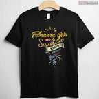 February Girls Are Sunshine Mixed With Hurricane Funny Birthday Shirt
