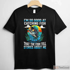 Fish Tell Stories Funny Fishing Shirt - Witty Catching Fish Design for Men