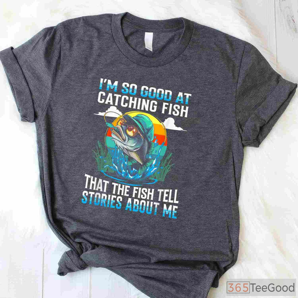 Fish Tell Stories Funny Fishing Shirt - Witty Catching Fish Design for Men