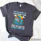 Fish Tell Stories Funny Fishing Shirt - Witty Catching Fish Design for Men