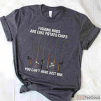 Fishing Rods Are Like Potato Chips T-Shirt - Funny Angler Humor for Gear Lovers