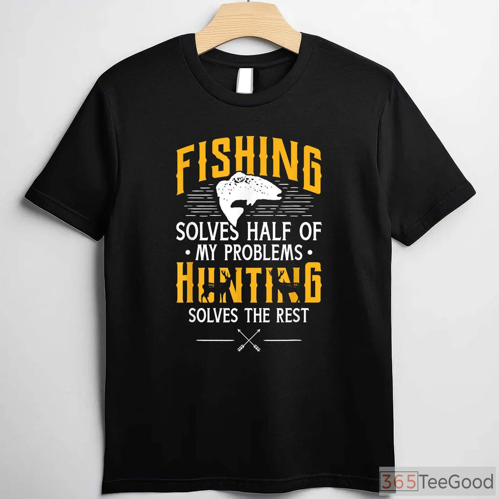 Fishing and Hunting Therapy Shirt - Funny Outdoor Gift for Men's Mental Health