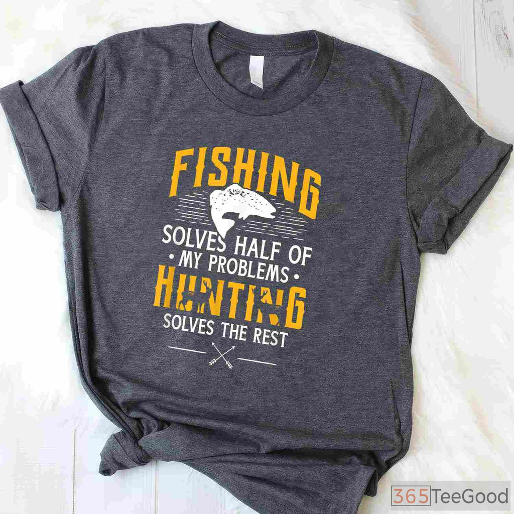 Fishing and Hunting Therapy Shirt - Funny Outdoor Gift for Men's Mental Health