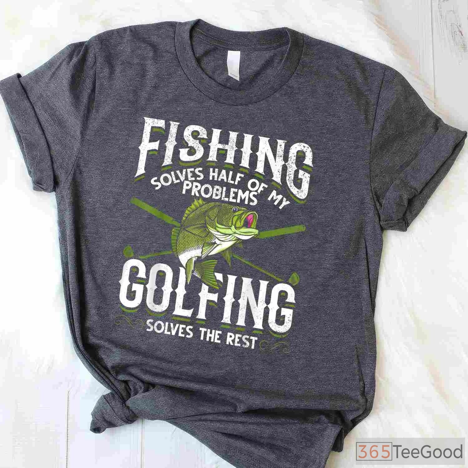 Fishing and Golfing Therapy Shirt, Funny Dual Hobby Gift for Retired Sportsmen