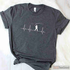 Fly Fishing Heartbeat EKG Shirt, Life Pulse Angling Graphic Tee for Men