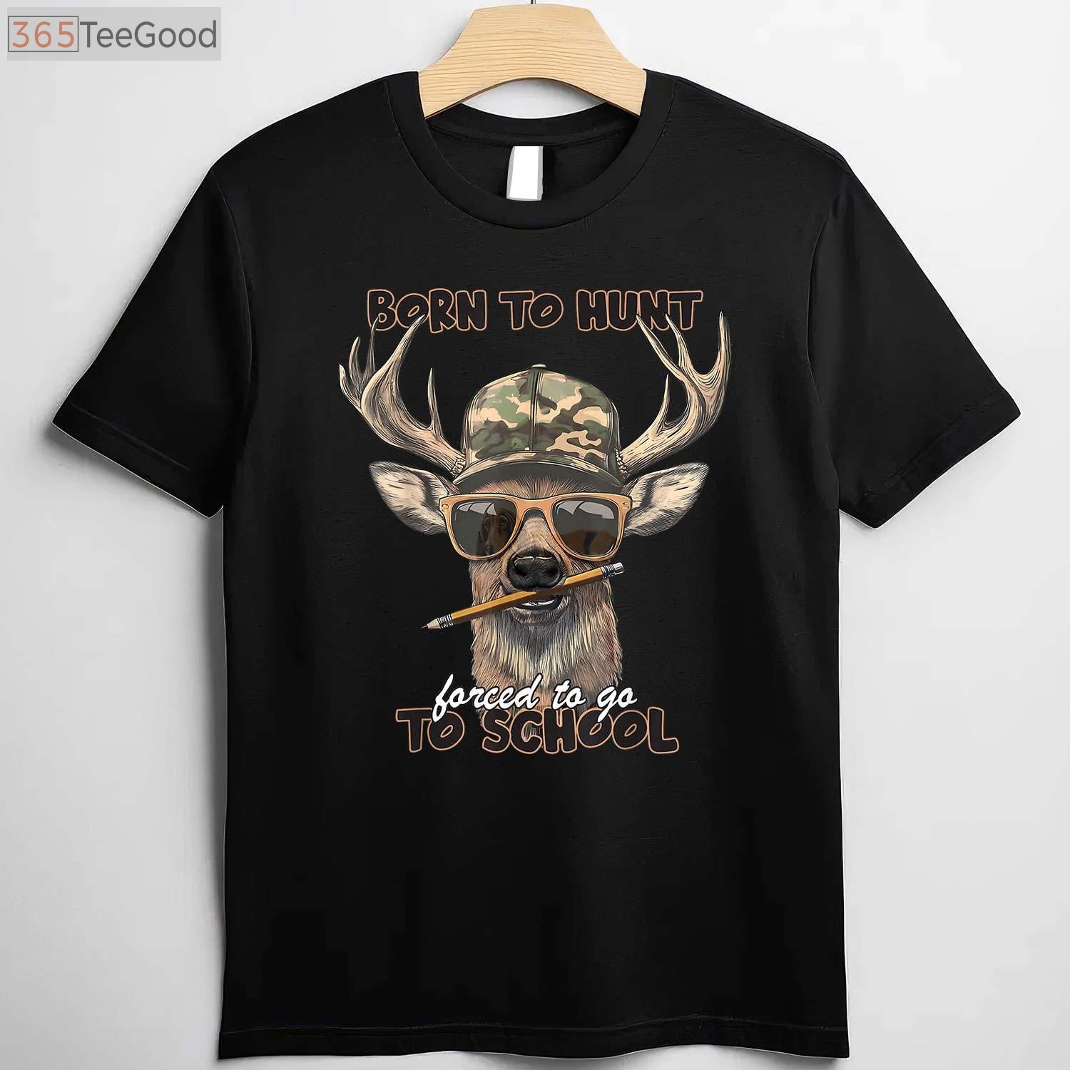Forced To Go To School Hunting Shirt, Funny Youth Boy Camo Deer Hunter Tee