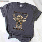 Forced To Go To School Hunting Shirt, Funny Youth Boy Camo Deer Hunter Tee