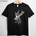 Forest Wildlife Silhouette Buck Deer Hunting Art Shirt, Nature Lover Graphic Tee