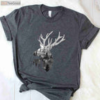 Forest Wildlife Silhouette Buck Deer Hunting Art Shirt, Nature Lover Graphic Tee
