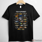 Freshwater Fish Alphabet Educational Shirt - Species Identification Guide for Fishing