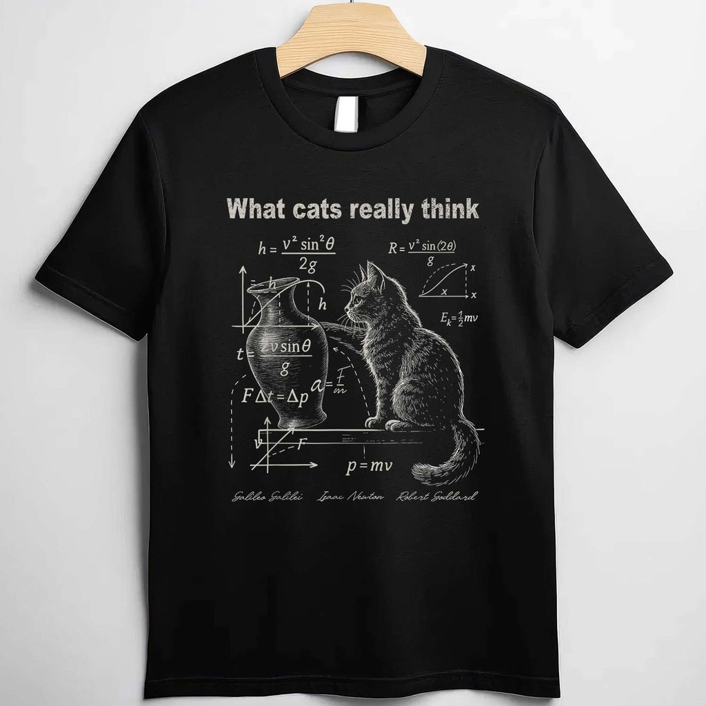 Funny Cat Physics Humor Tee What Cats Really Think Science T-Shirt for Men Women Adults
