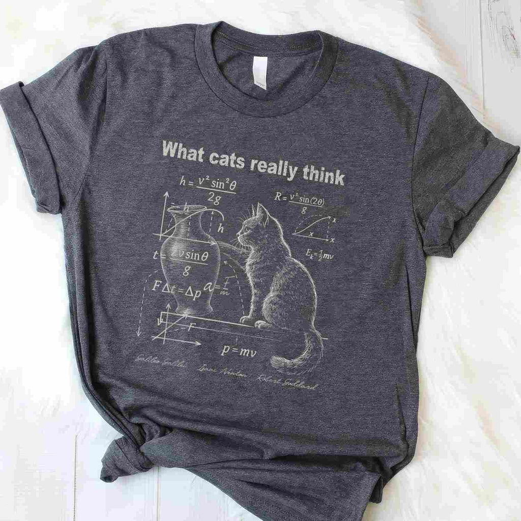 Funny Cat Physics Humor Tee What Cats Really Think Science T-Shirt for Men Women Adults