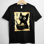 Funny Cat Ramen Japanese Kawaii Anime Gift Tee T-Shirt Adults Unisex