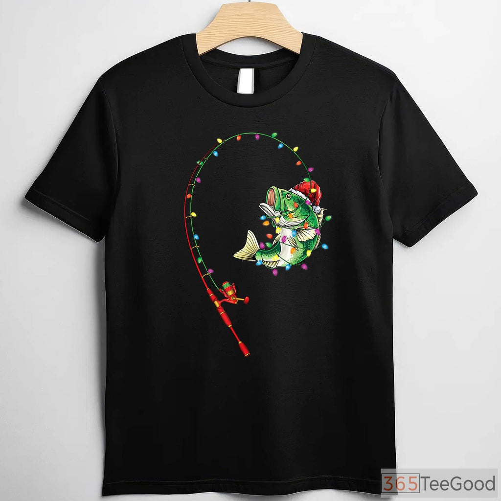 Funny Christmas Bass Fishing Shirt - Festive Holiday Gift for Fisherman Dads