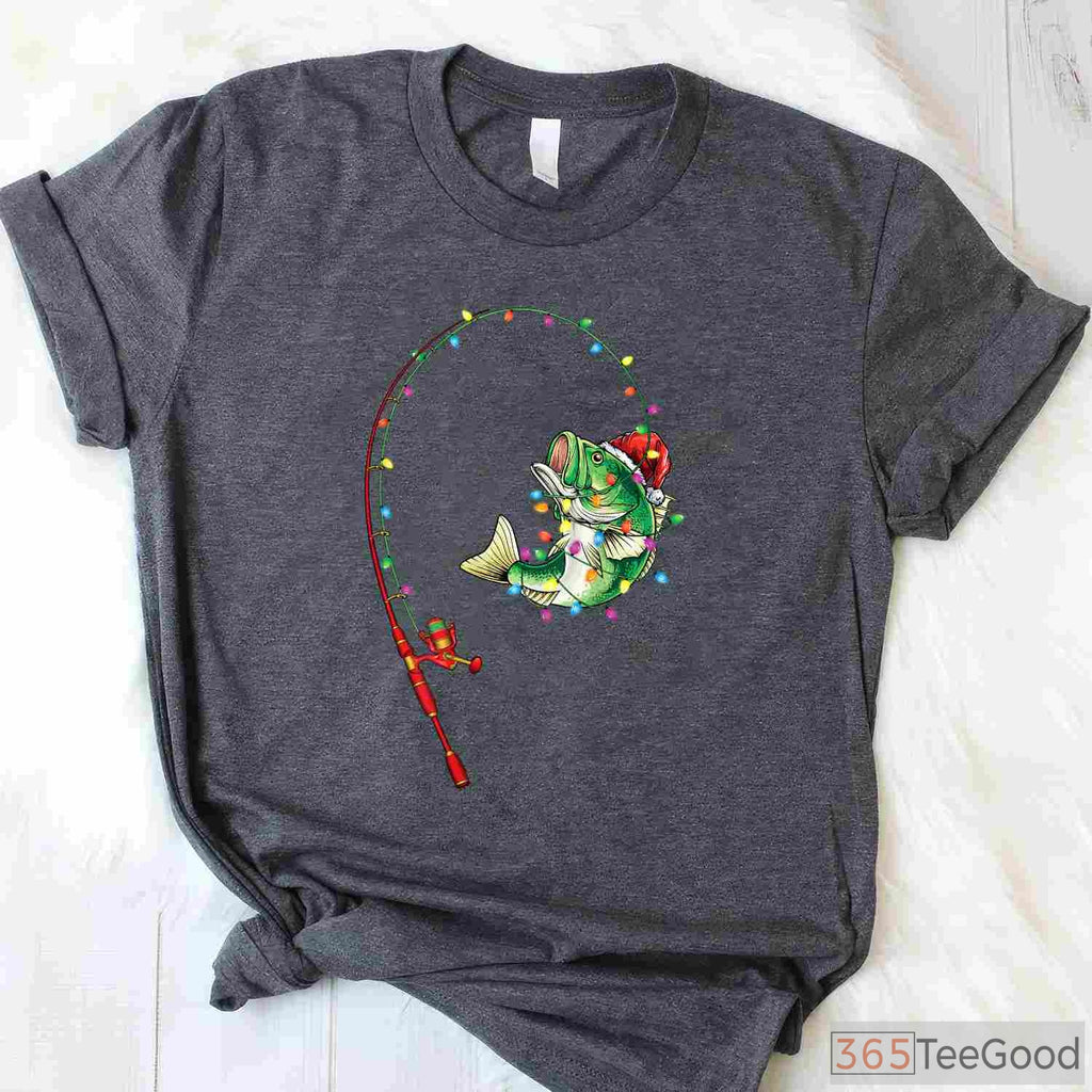 Funny Christmas Bass Fishing Shirt - Festive Holiday Gift for Fisherman Dads