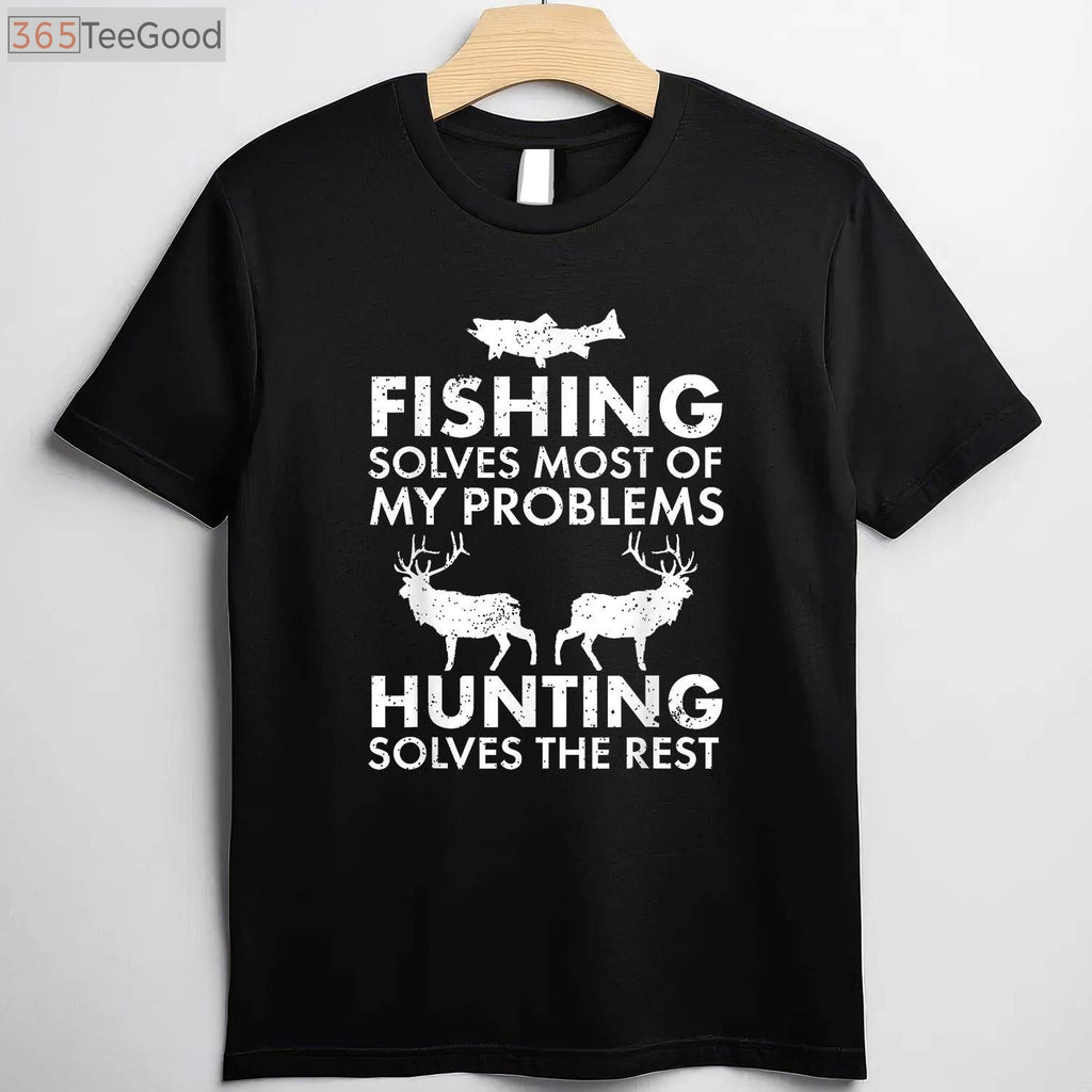 Funny Fishing and Hunting Christmas Gift, Humorous Hunter Holiday Graphic Tee