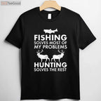 Funny Fishing and Hunting Christmas Gift, Humorous Hunter Holiday Graphic Tee