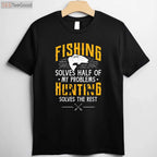 Funny Fishing and Hunting Therapy T-Shirt, Outdoor Hobby Enthusiast Gift