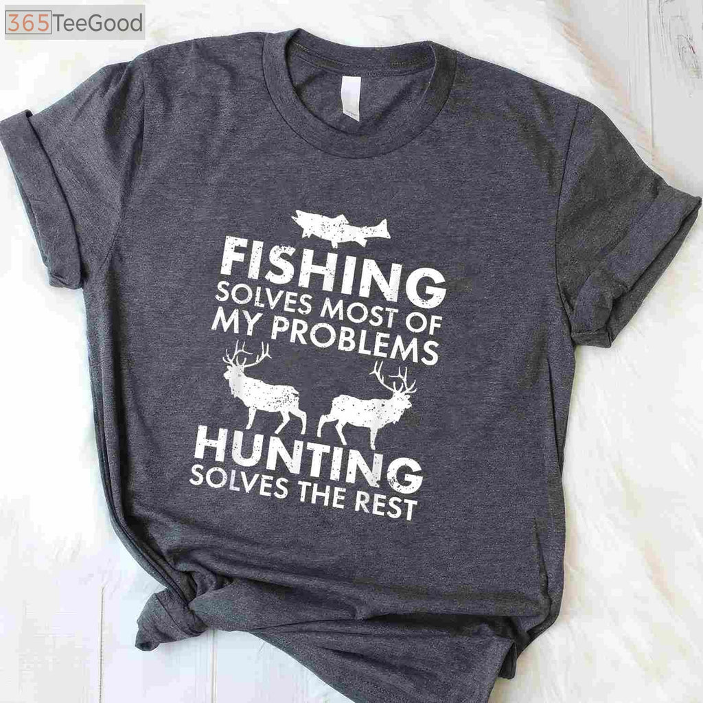 Funny Fishing and Hunting Christmas Gift, Humorous Hunter Holiday Graphic Tee