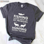 Funny Fishing and Hunting Christmas Gift, Humorous Hunter Holiday Graphic Tee