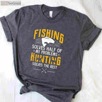 Funny Fishing and Hunting Therapy T-Shirt, Outdoor Hobby Enthusiast Gift