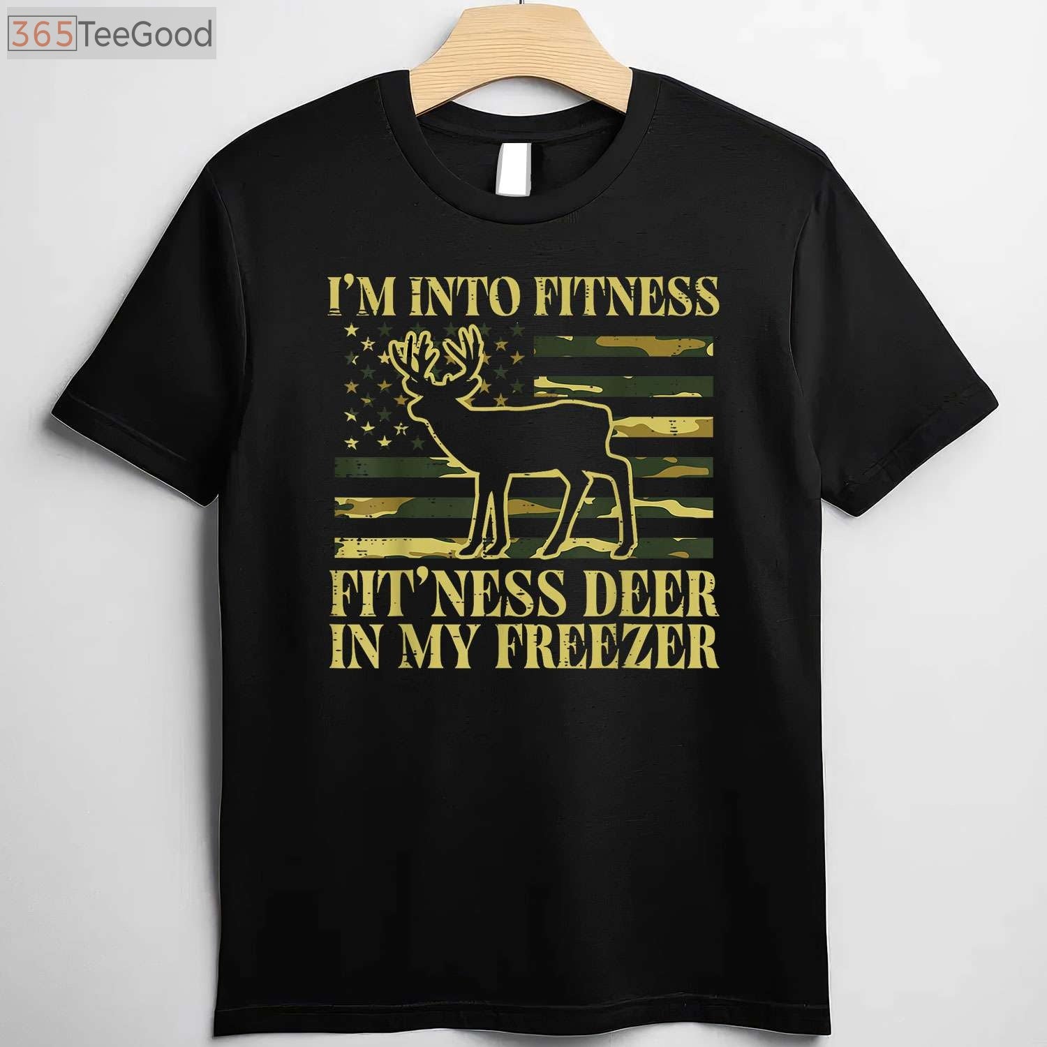 Funny Fitness Deer in Freezer Hunting T-Shirt, Humorous Hunter Lifestyle Tee