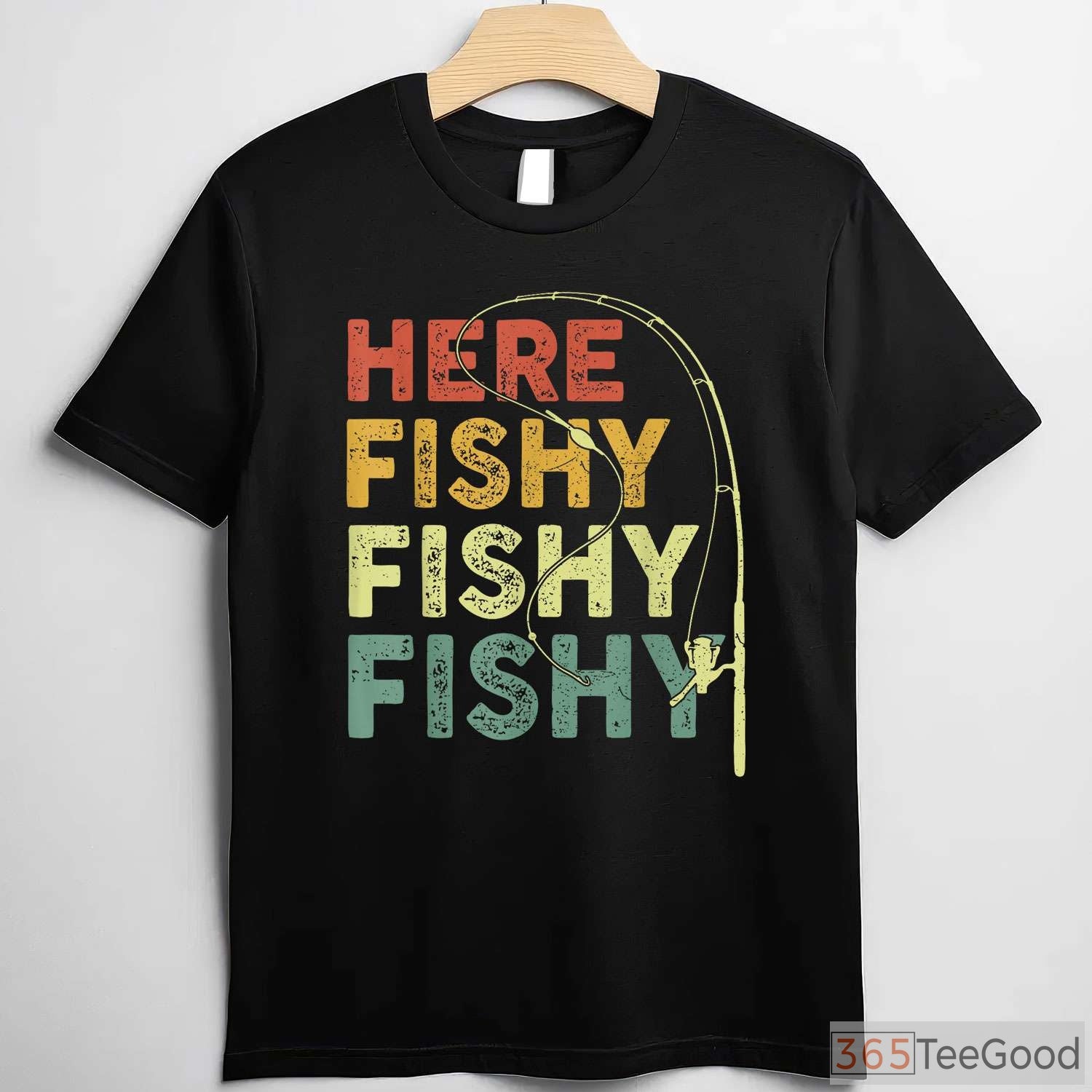 Funny Here Fishy Fishy Bass Fishing Shirt - Humorous Gift for Fishing Dads